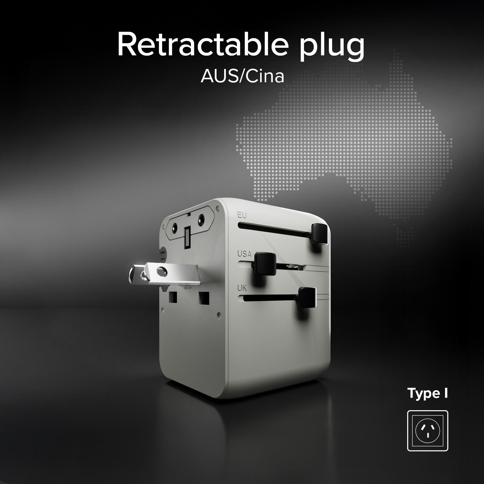 Adaptateur de voyage universel avec câble USB-C intégré 7/7