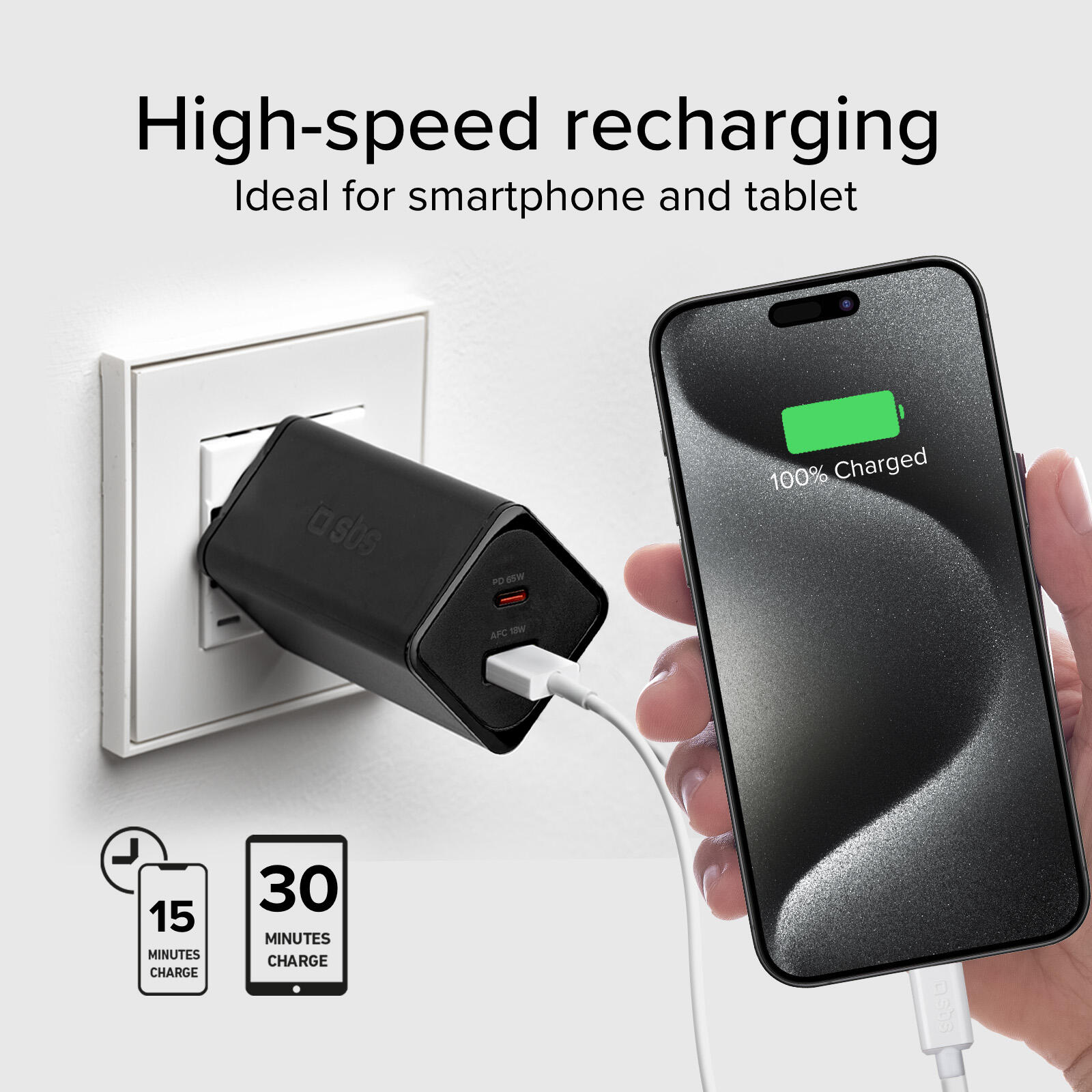 Caricabatterie da Parete GaN 65Watt USB-C 6/7