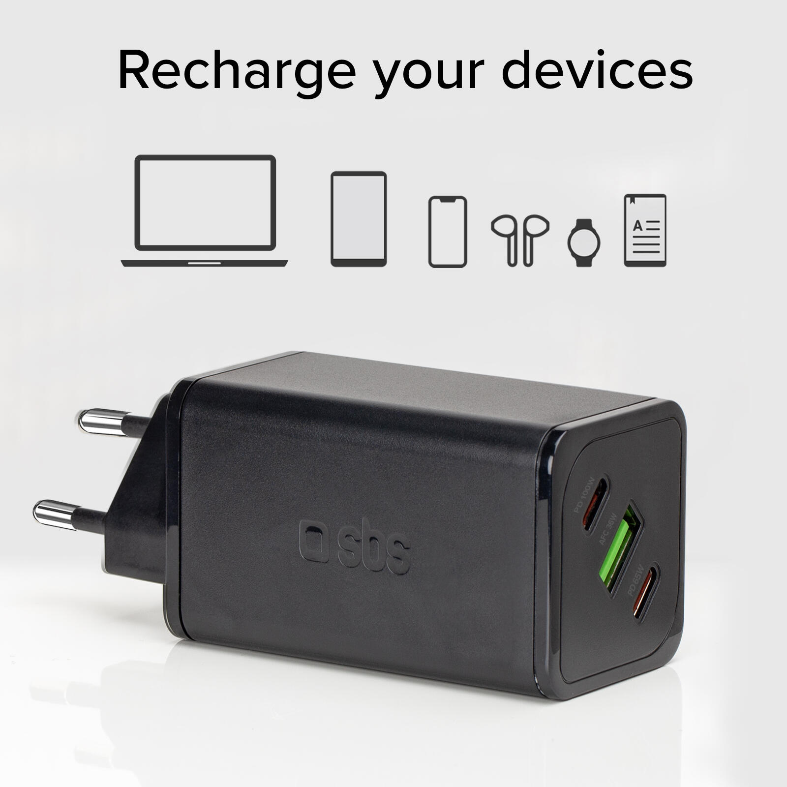 Chargeur de batterie GaN de 100 watts avec Power Delivery (PD) 2/7