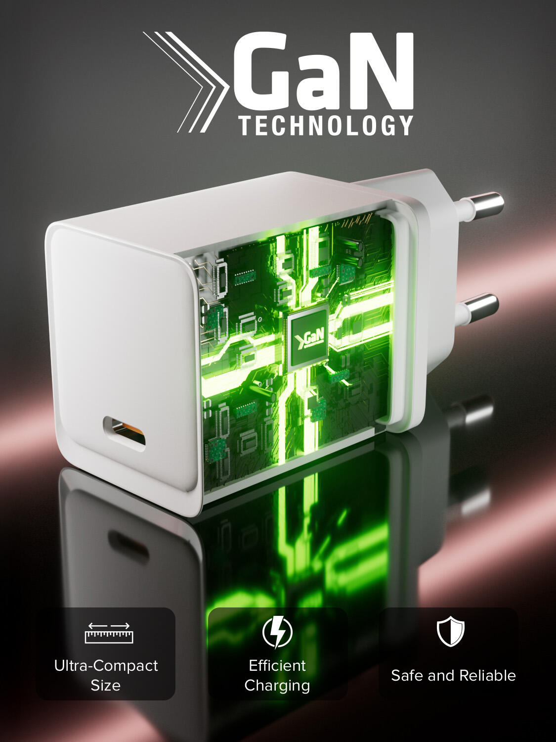 Caricatore caricabatterie GaN 45W Power Delivery 6/7