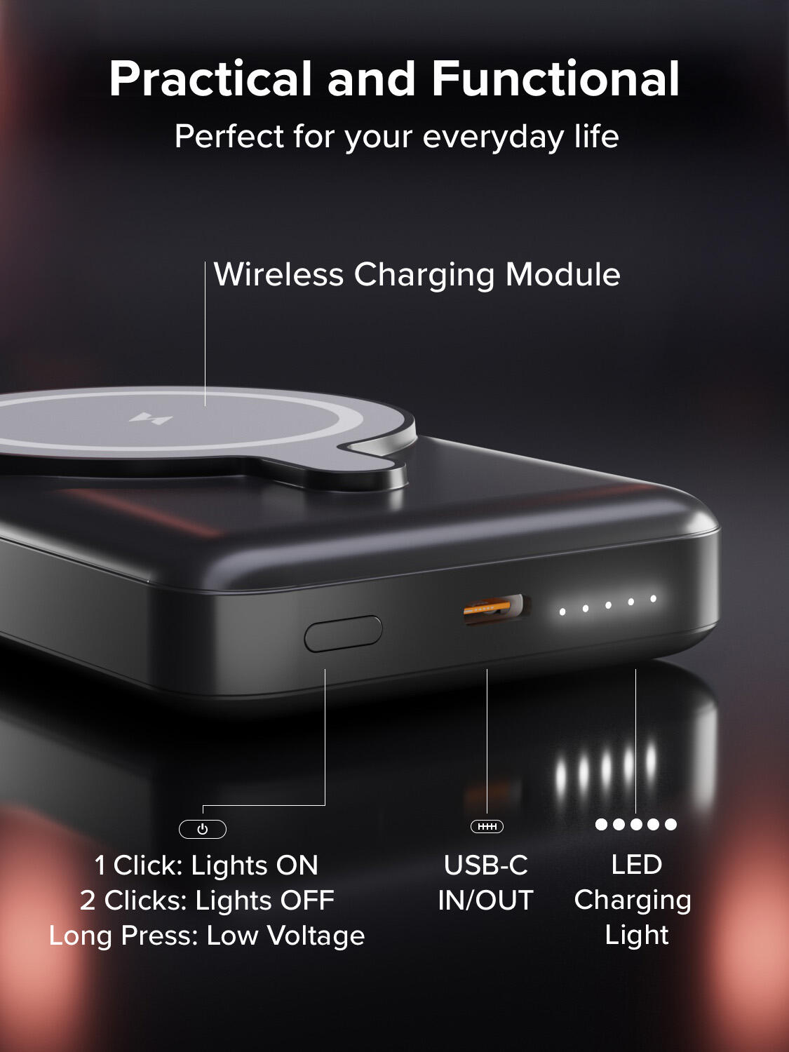 PowerBank 10000 mAh, Compatibile con MagSafe e con porta USB-C 20W 4/7