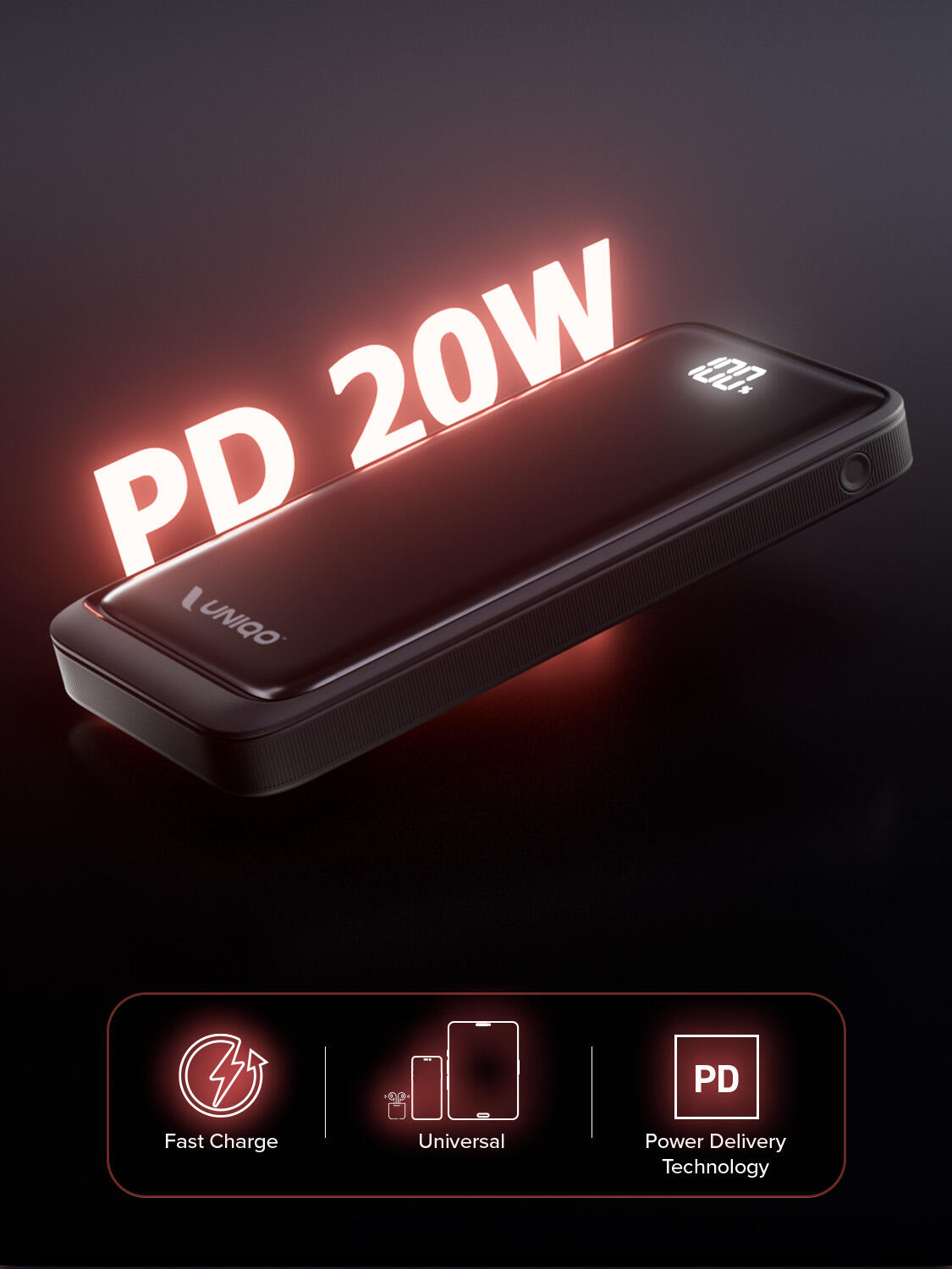 Powerbank 10000mAh, con Porte USB-A AFC 22,5W e USB-C PD20W 2/7