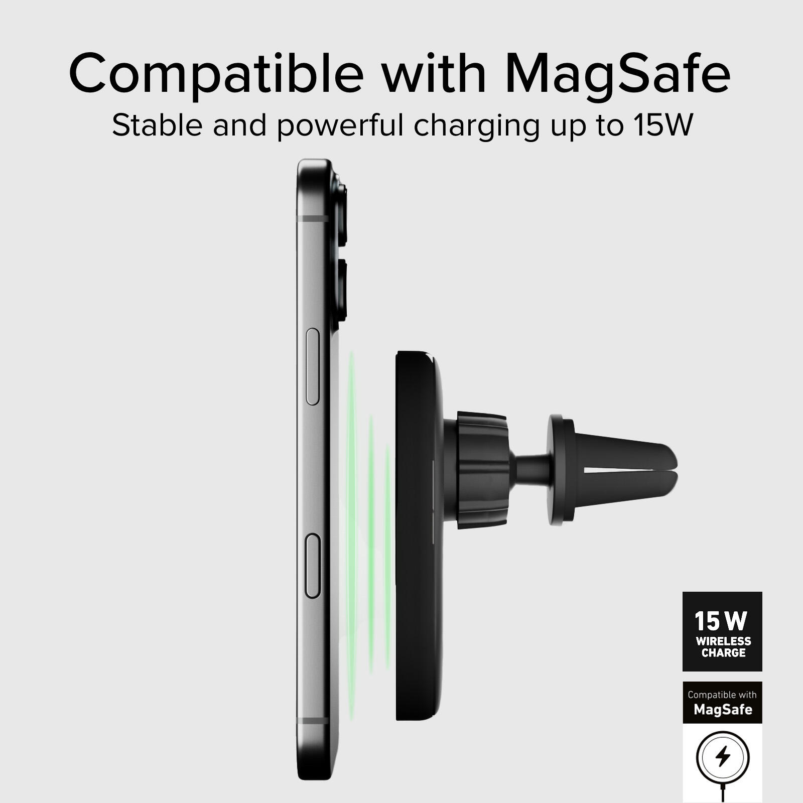 Support voiture pour iPhone compatible avec la charge MagSafe 4/7