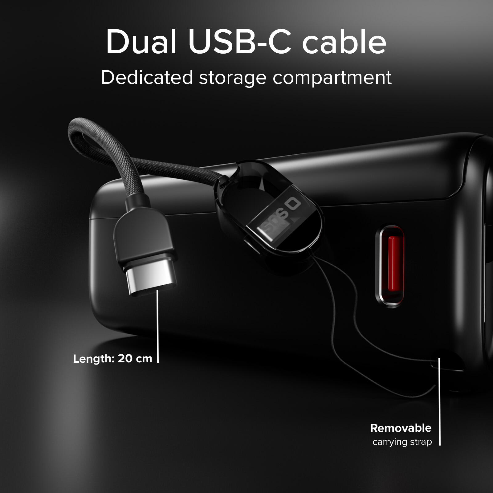 Power Bank 20000mAh Powerbank con Cavo Integrato e Display LCD 7/7
