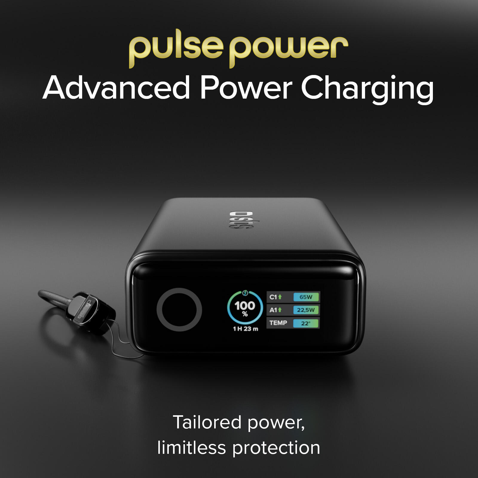 Power Bank 20000mAh Powerbank con Cavo Integrato e Display LCD 4/7