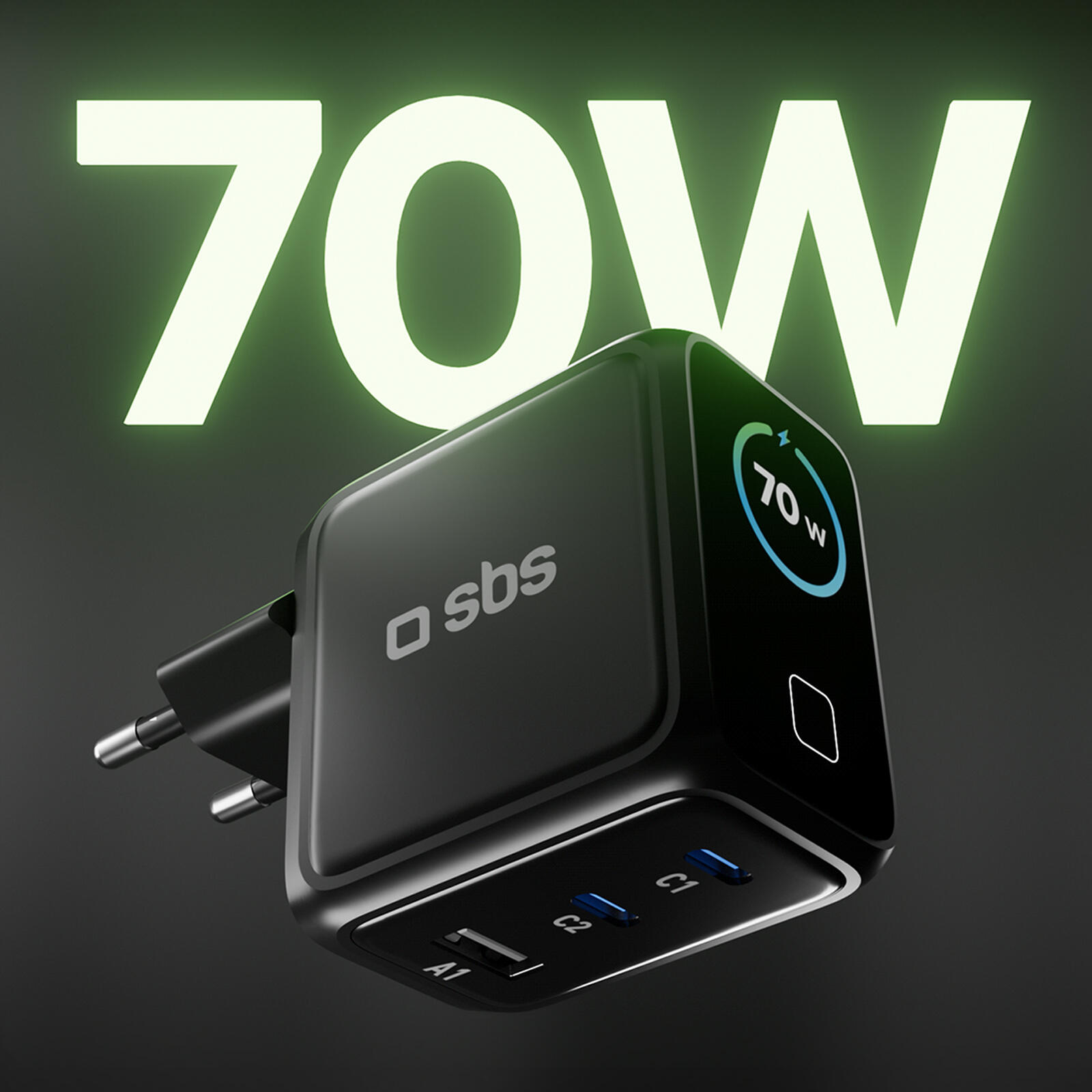 Caricatore USB-C Smart da 70 W con display TFT e Power Control 2.0 2/7