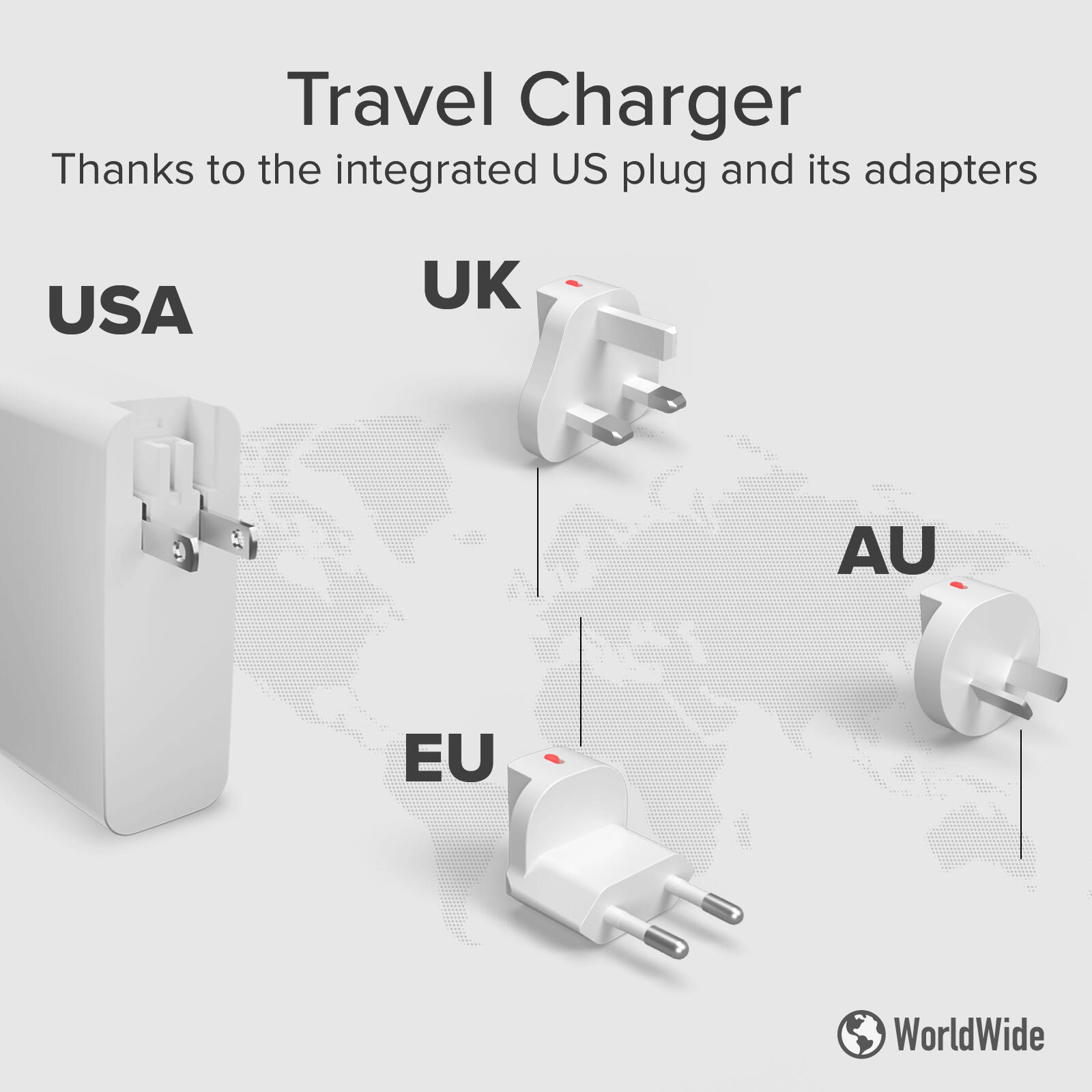 Caricatore universale da viaggio 100W, 3xUSB-C, USB-A, laptop, telefono, tablet 4/7