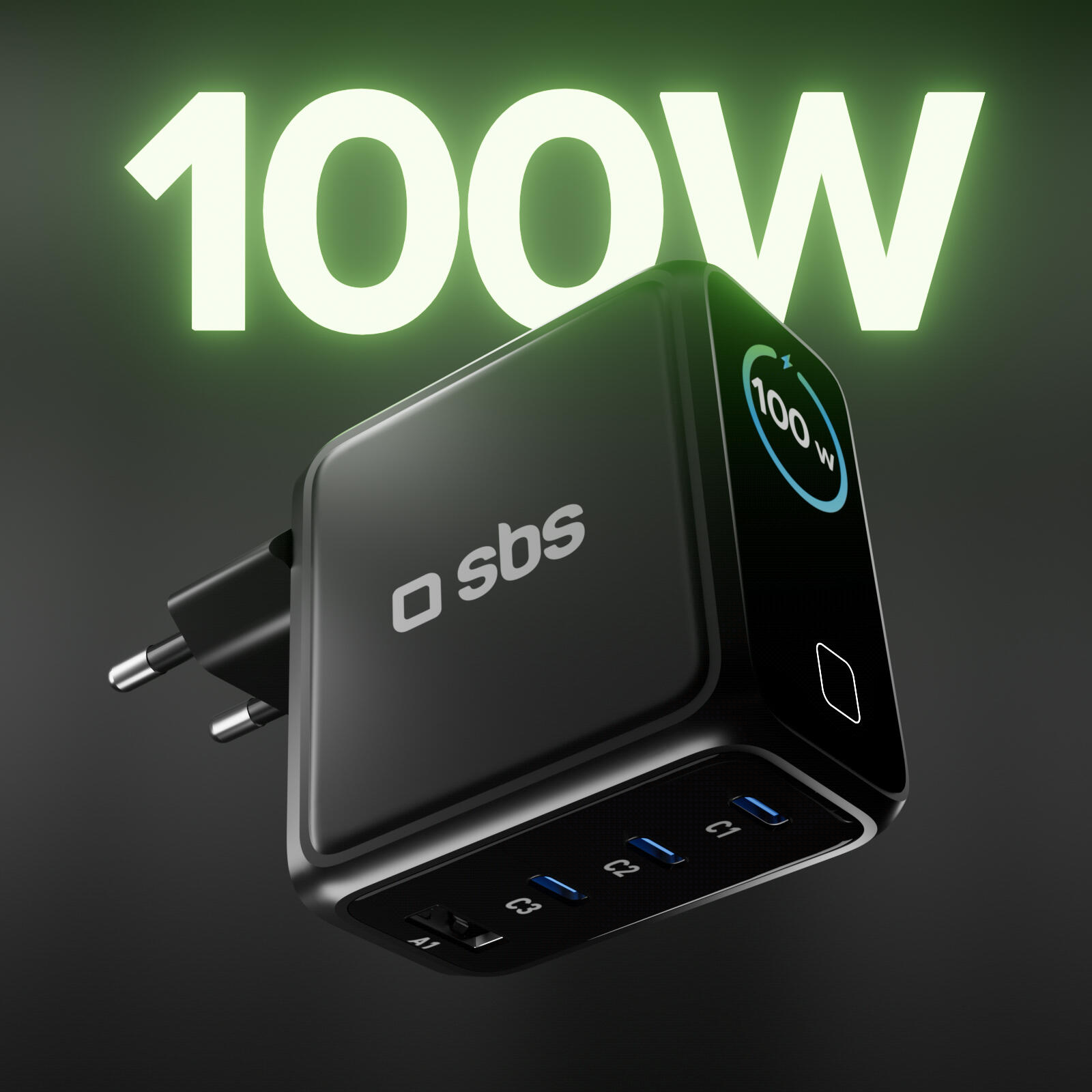 Chargeur USB‑C 100W avec écran TFT et 4 ports 2/7