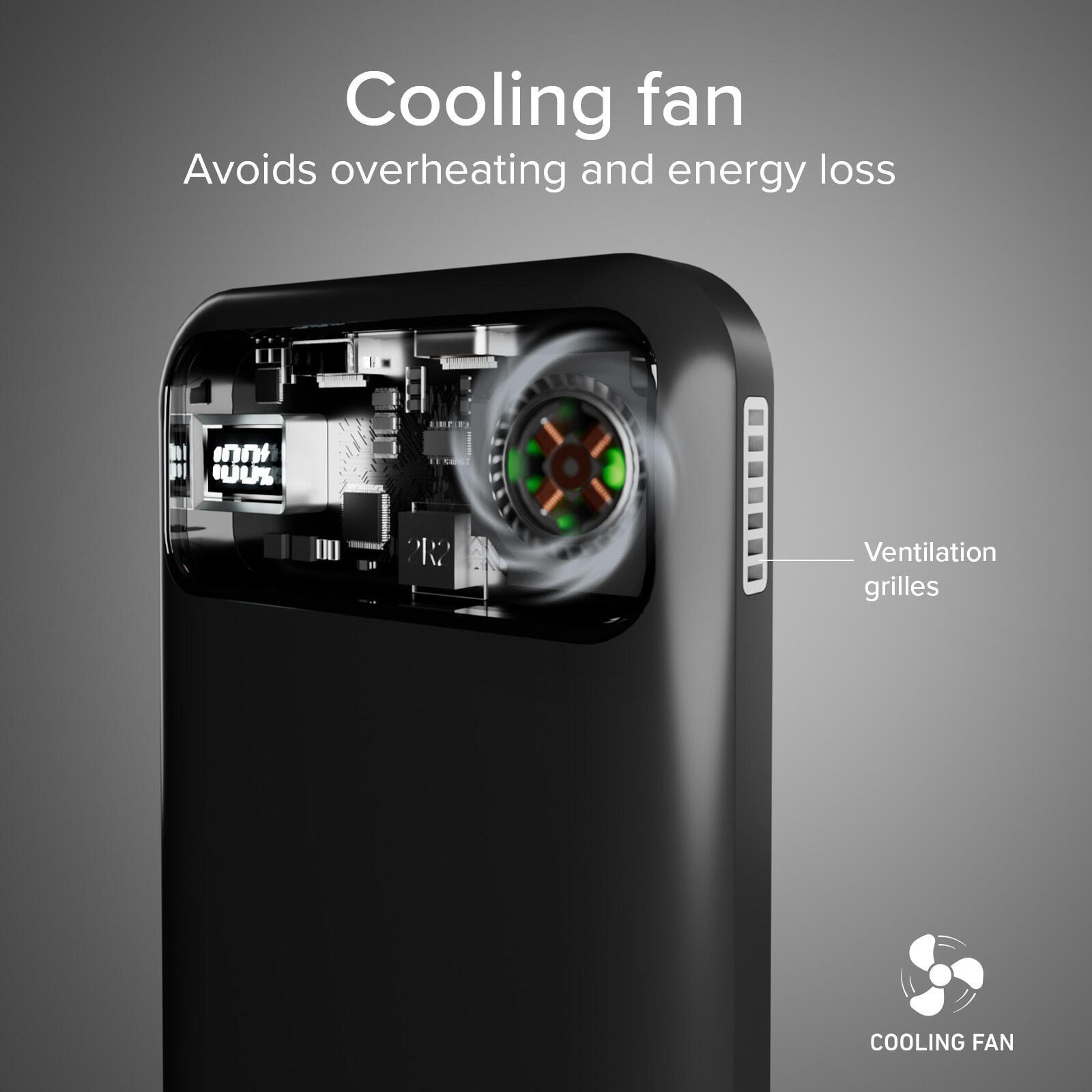 Power Bank sans fil de 10 000 mAh avec ventilateur de refroidissement 7/7