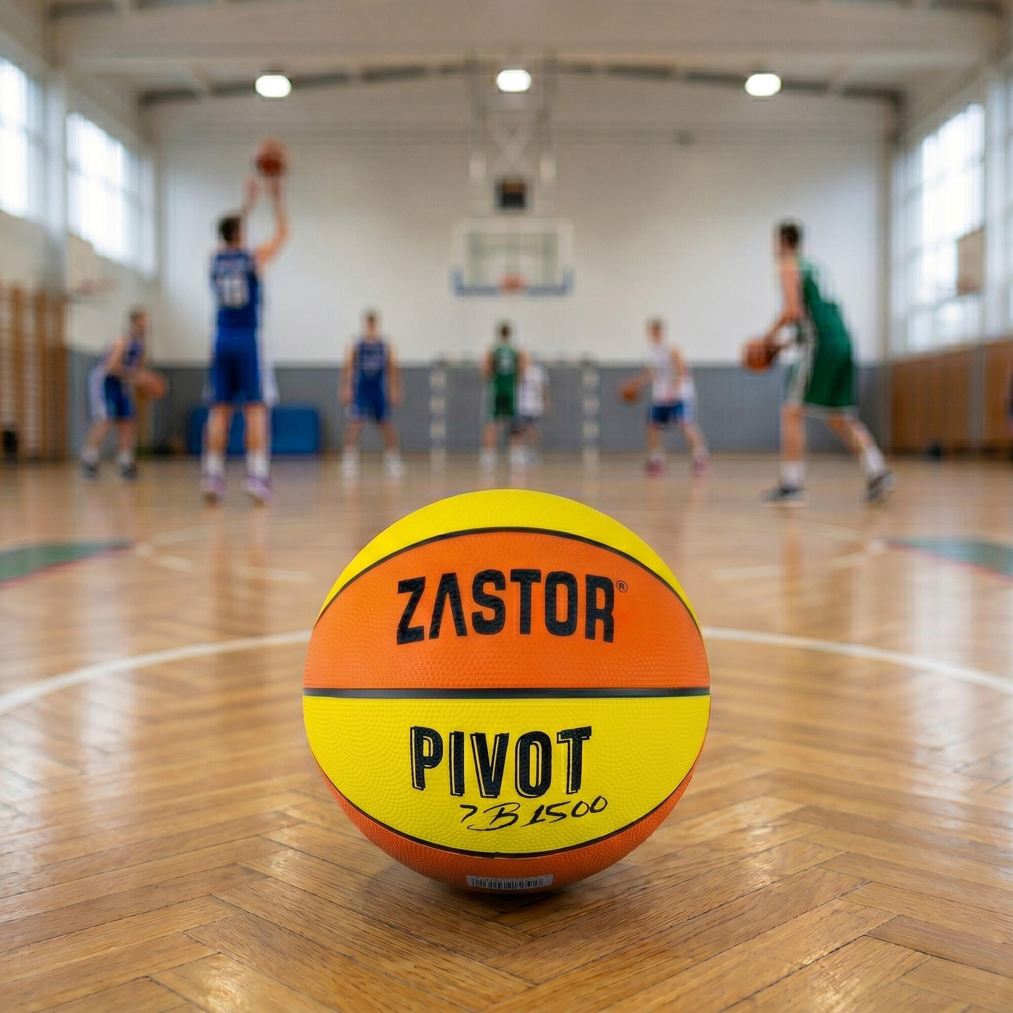 Bola de basquetebol amarela em borracha, resistente para interior e exterior 2/6