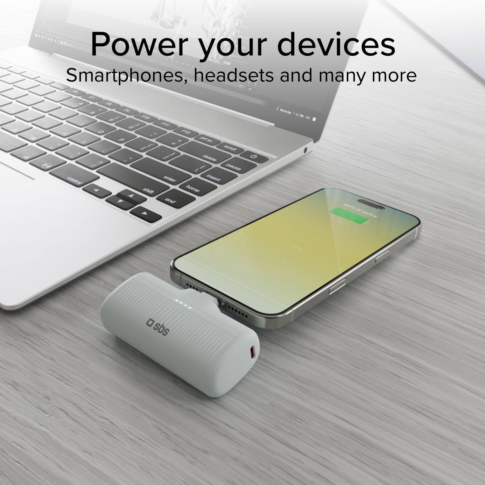 PowerBank 5000 mAh, con plastica riciclata GRS e connettore USB-C 7/7