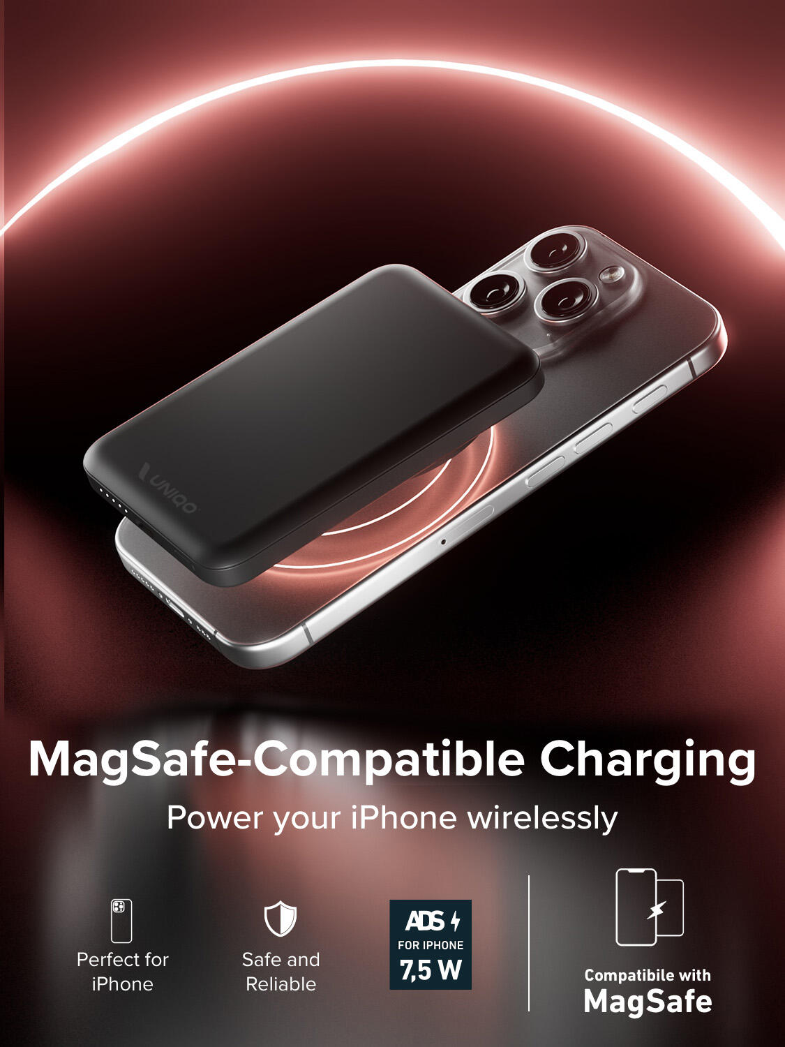 PowerBank 5000 mAh, compatibile con MagSafe e con porta USB-C 20W 3/7