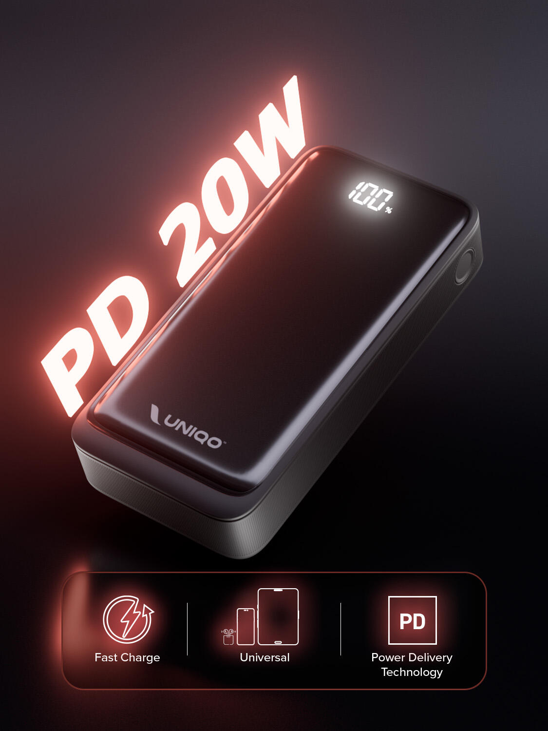 Powerbank 20000mAh, con Porte USB-A AFC 22,5W e USB-C PD20W 2/7