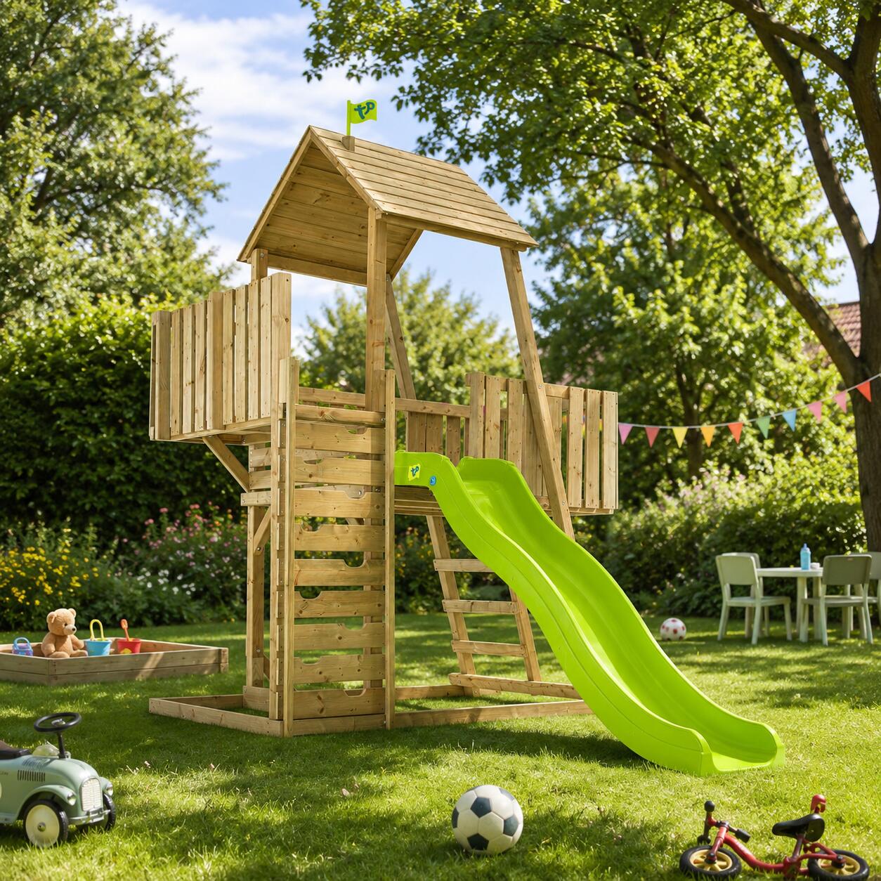 Aire de jeux tour et toboggan KINGSWOOD bois FSC® 2/5