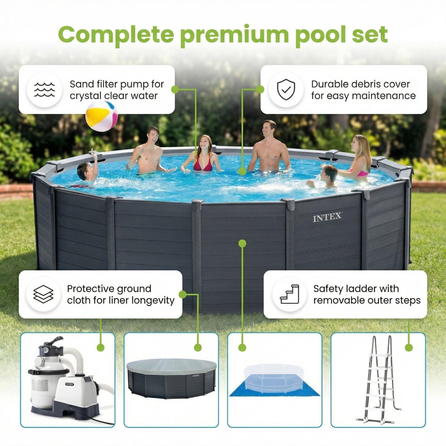 Graphite Panel Pool Rund - 478x124 cm - 9-teilig  S550 2/7