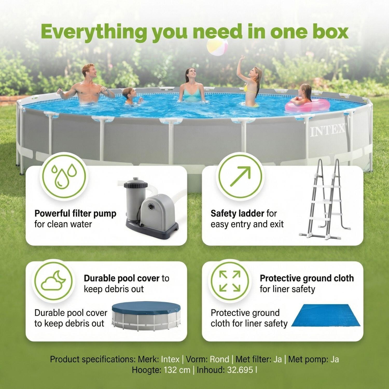 Prism Frame Pool Rund - 610x132 cm - 8-teilig  S546 6/7