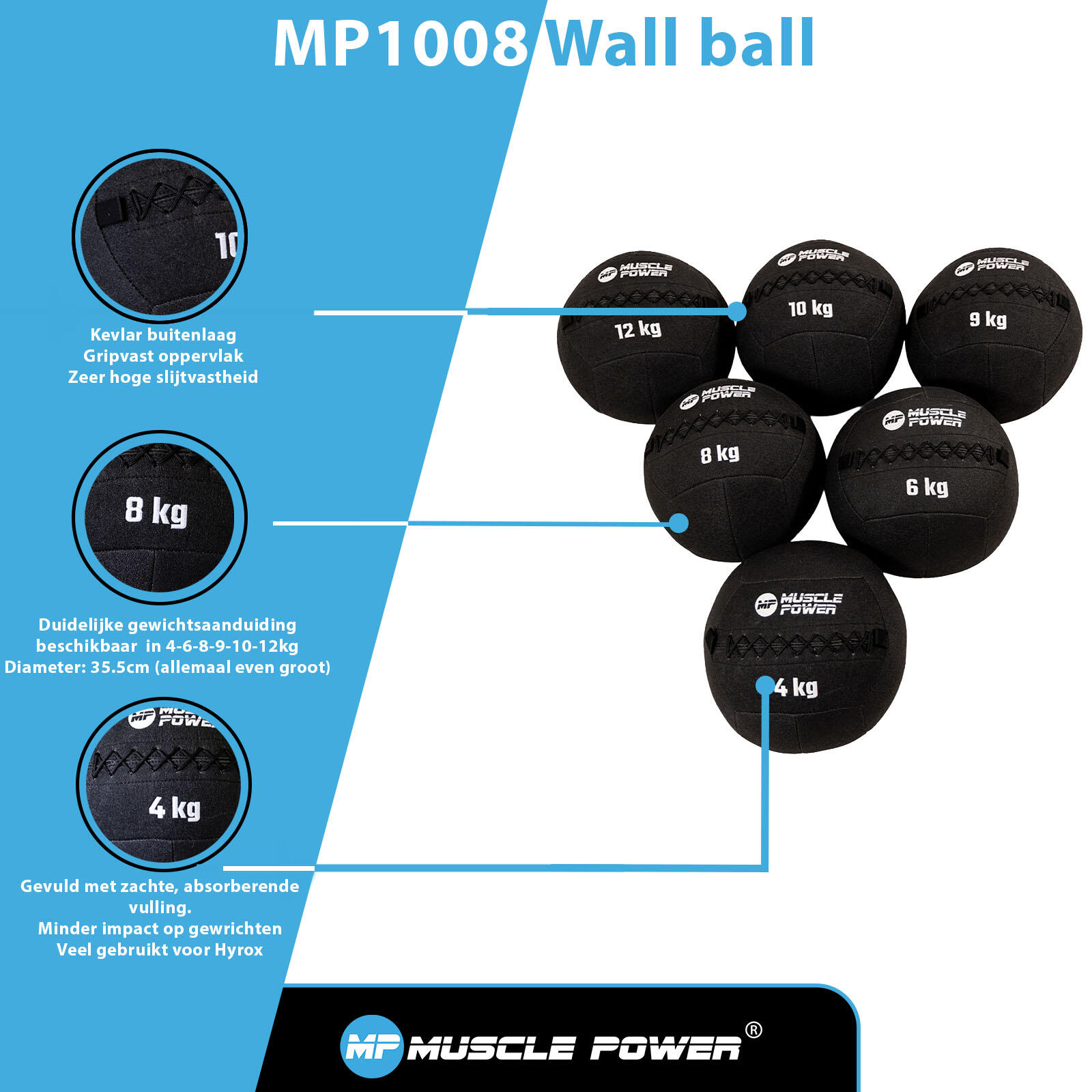 Muscle Power Wall Ball Kevlar 4 kg 7/7