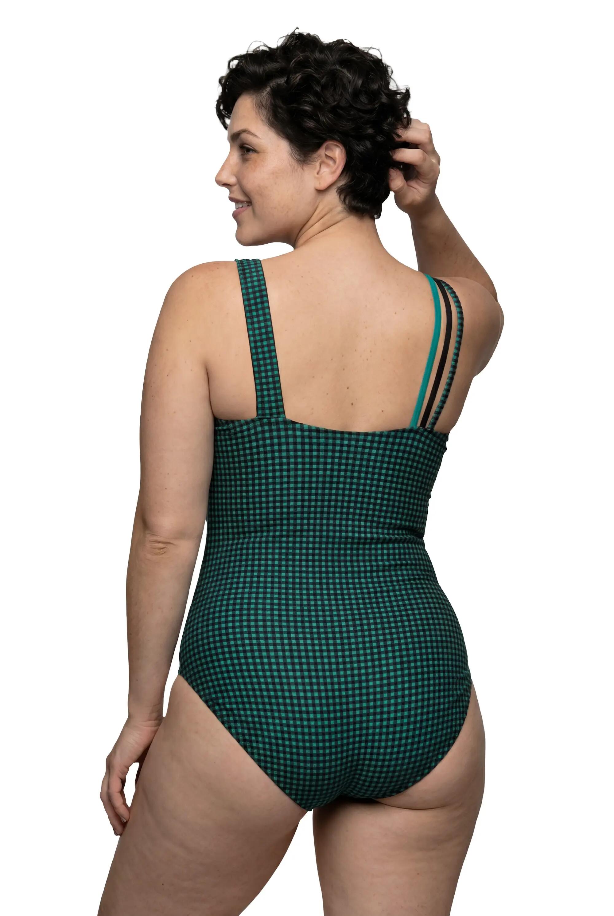 Femme Maillot de bain avec bonnets souples tissu texturé à carreaux 7/7