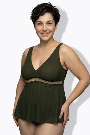 Femme Tankini avec bande fantaisie bonnets souples et bretelles ajustables