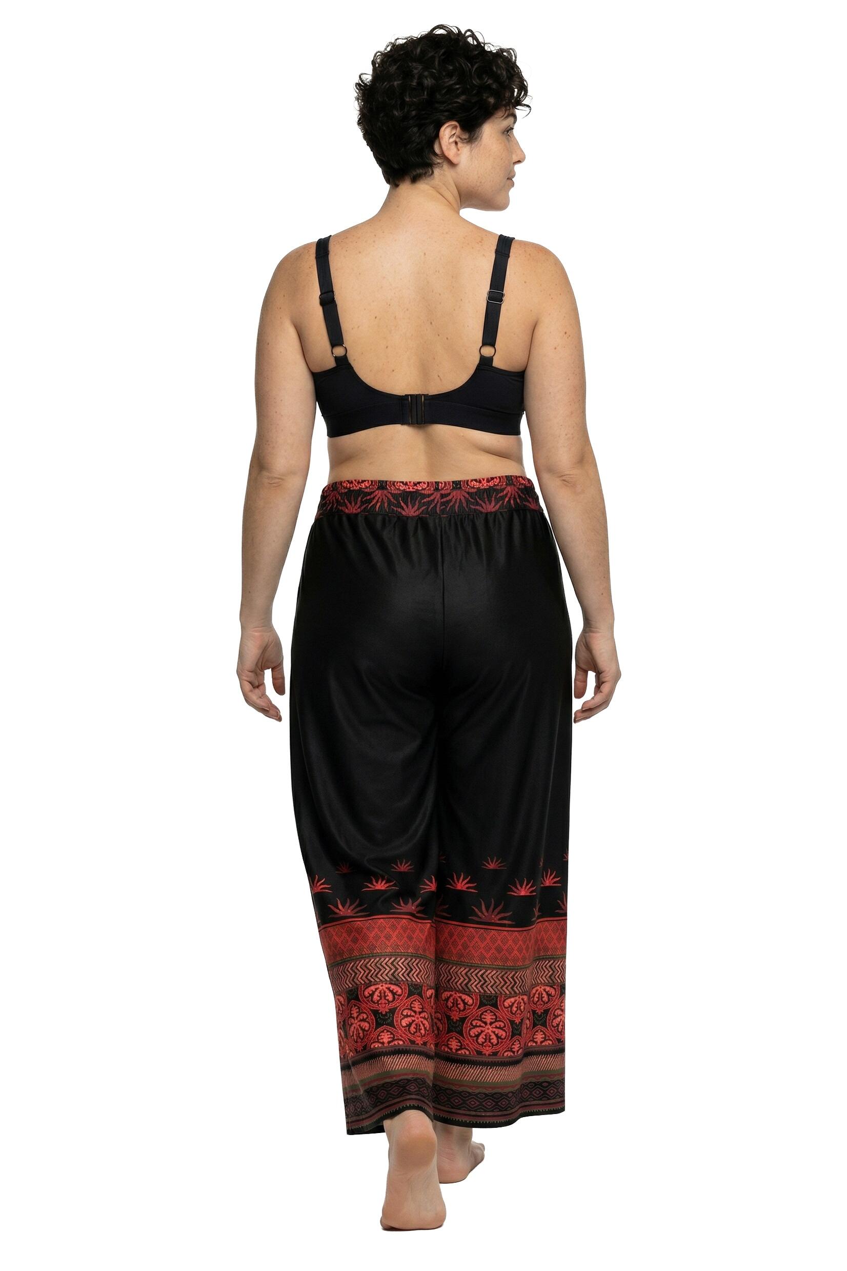 Femme Pantalon palazzo avec bordure jambe large et taille élastique 7/7