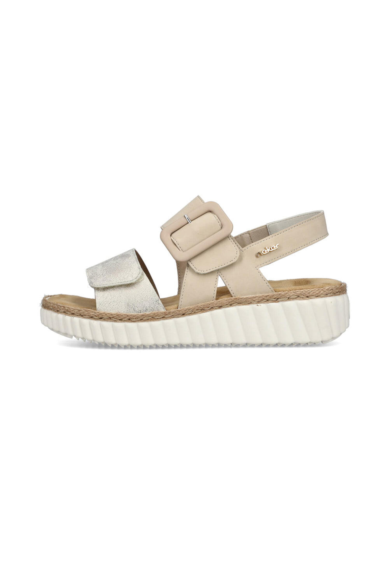 Rieker Damen Keilsandaletten Sandalen Ultraleicht 69260-60 Beige 3/5