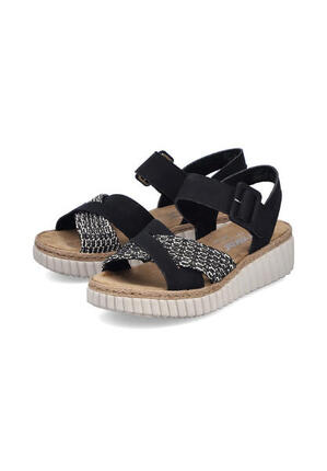 Rieker Damen Keilsandaletten Sandalen Ultraleicht 69260-00 Black