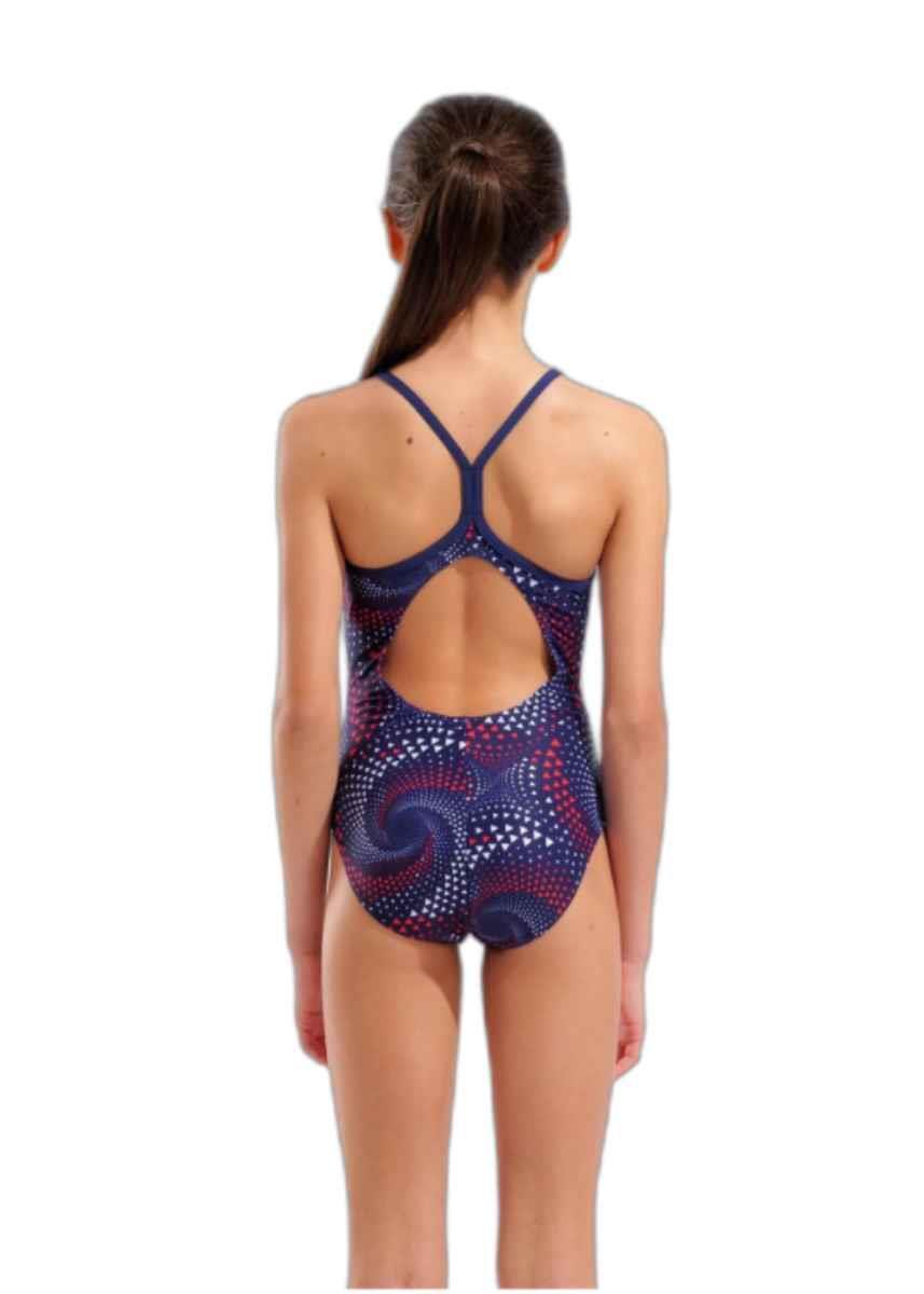 Arena Fireflow Lightdrop Back Badeanzug Mädchen - Marine/Rot/Weiß - Gr. 24 3/6