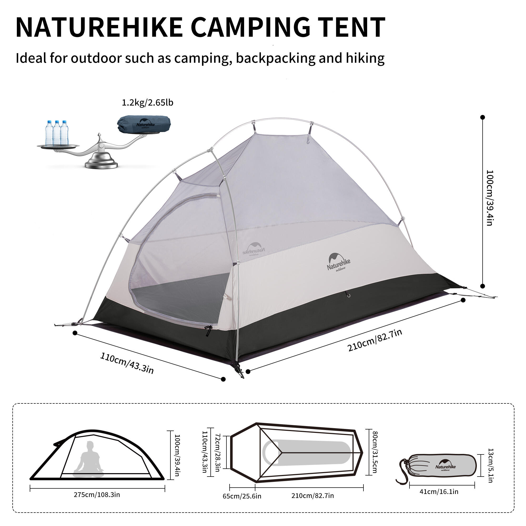 Cloud up 1 ultralight 20D tent and mats - navy 5/7