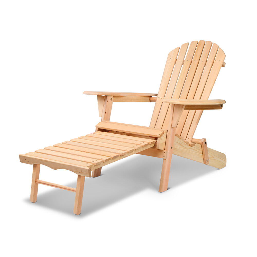 Gardeon Adirondack Outdoor Chairs Wooden Sun Lounge Patio Furniture Garden Natur