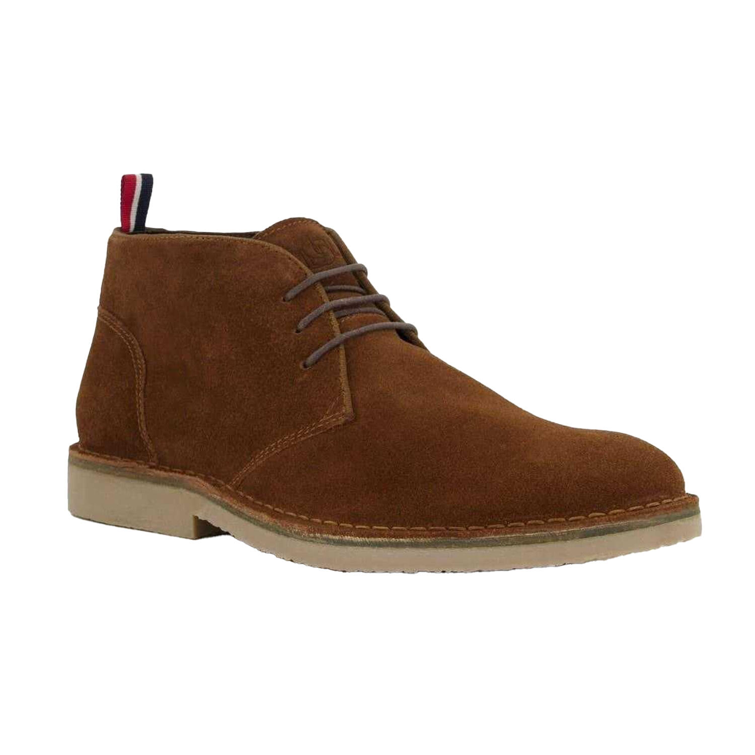 Dune London Mens Suede Contrast Sole Desert Boots