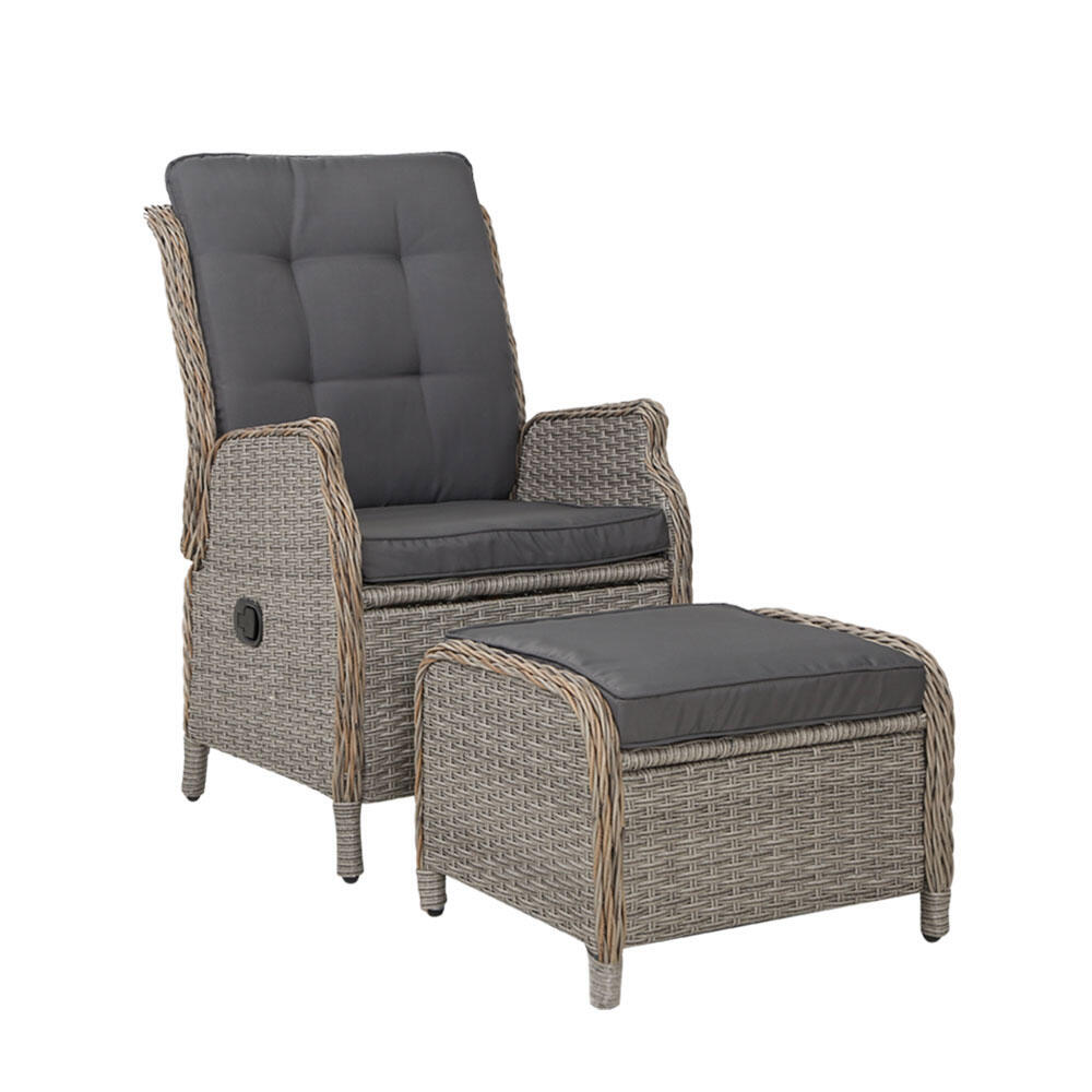 Gardeon Recliner Chair Sun lounge Wicker Lounger Outdoor Furniture Patio Adjusta