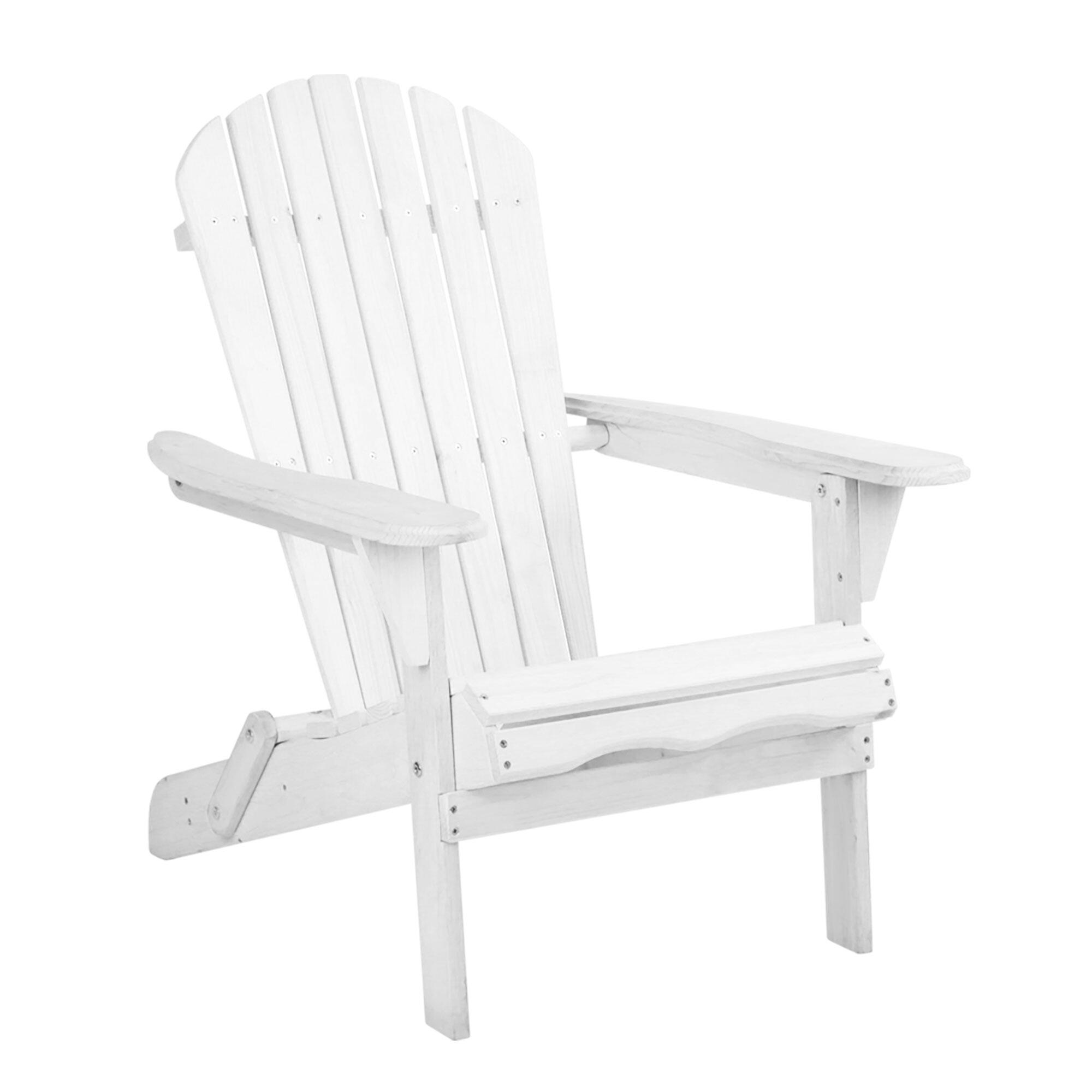 Gardeon Adirondack Outdoor Chairs Wooden Foldable Beach Chair Patio Furniture Wh