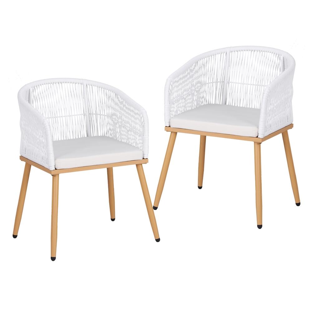 Gardeon 2PC Outdoor Dining Chairs Wicker Chair Patio Furniture Garden Steel