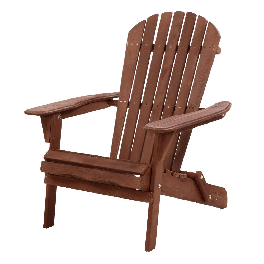 Gardeon Adirondack Outdoor Chairs Wooden Foldable Beach Chair Patio Furniture Br