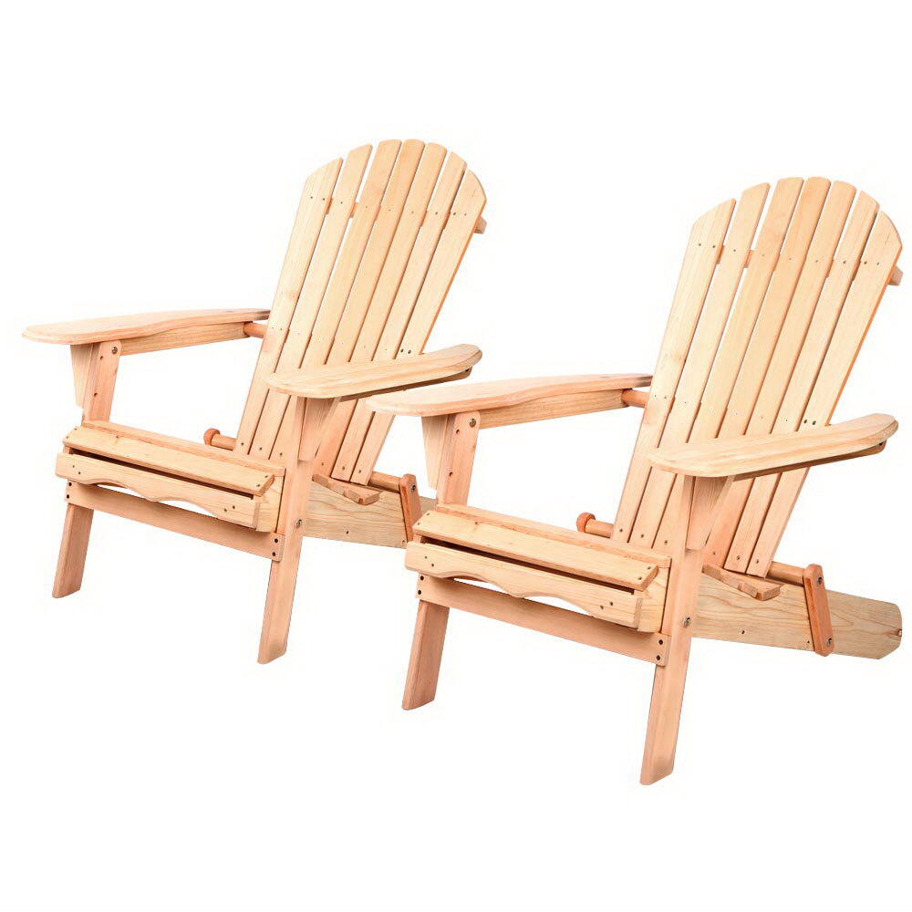 Gardeon Adirondack Outdoor Chairs Wooden Beach Chair Patio Furniture Garden Natu