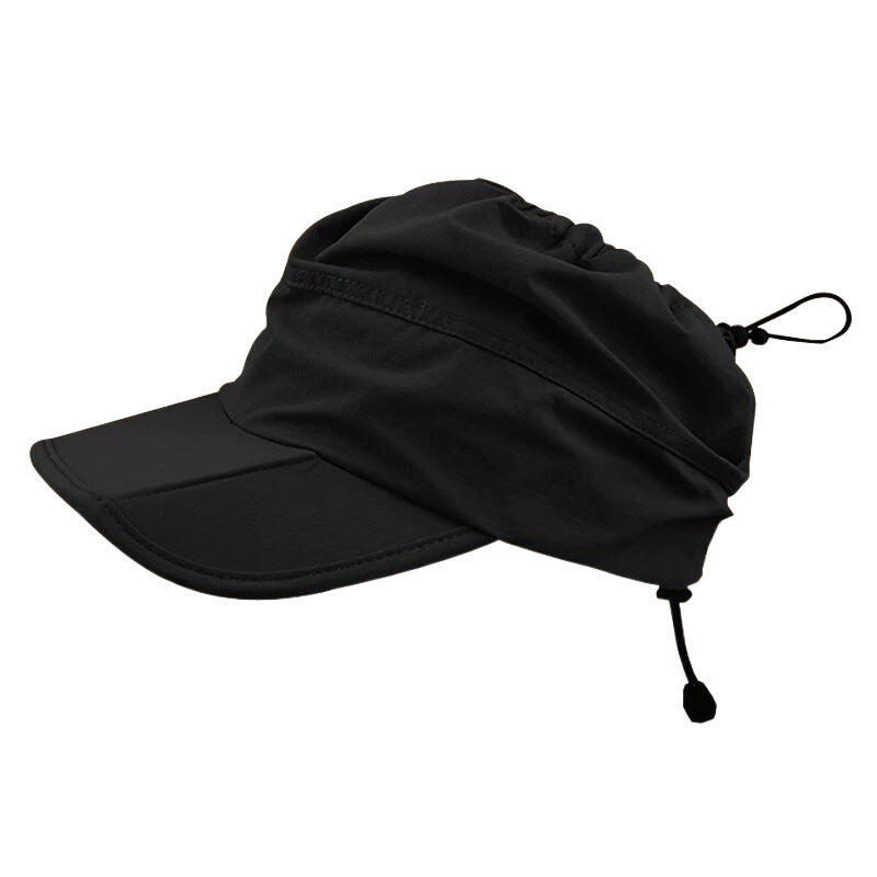 Black Foldable Packable Visor Cap for Women