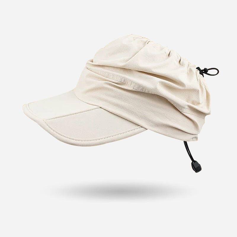Foldable Packable Visor Cap for Women - Beige