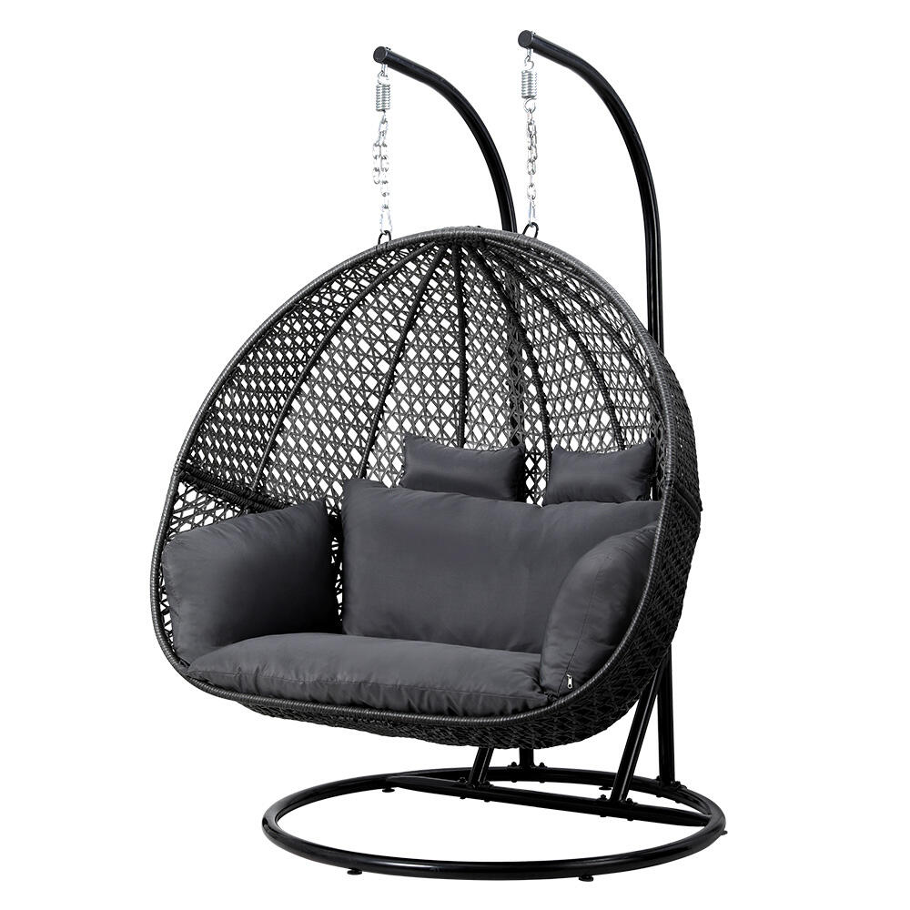 Gardeon Outdoor Swing Chair Hanging Rattan Patio Furniture Pod Stand Cushio