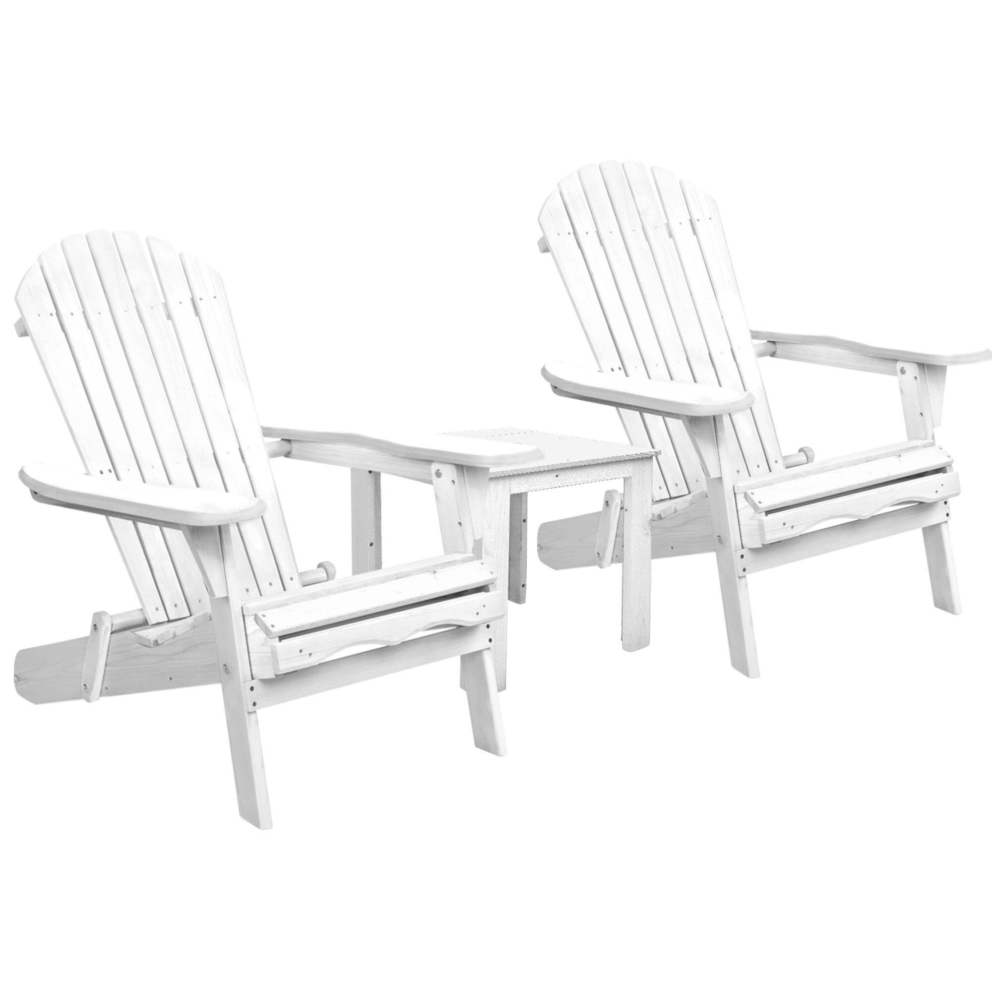 Gardeon 3PC Adirondack Outdoor Table and Chairs Wooden Foldable Beach Chair