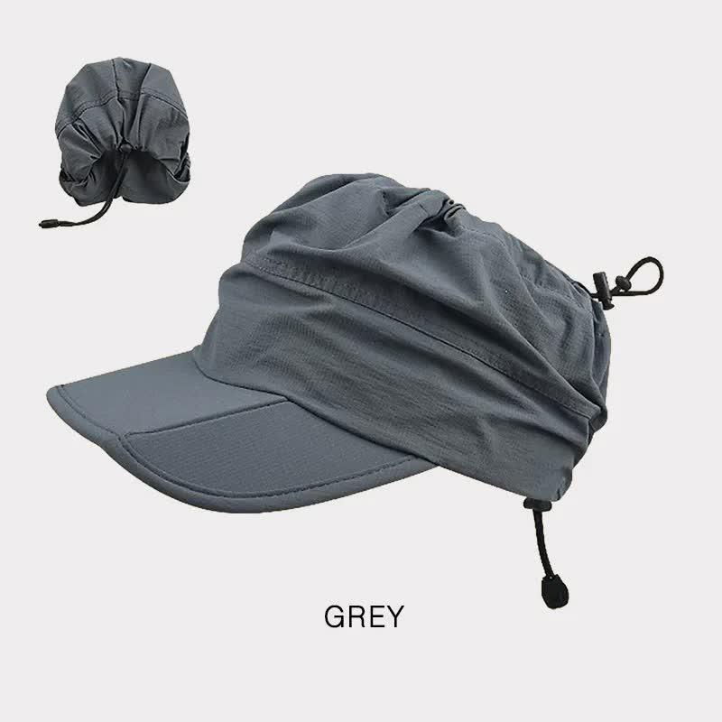 Grey Foldable Quick-Dry Summer Sports Visor Hat