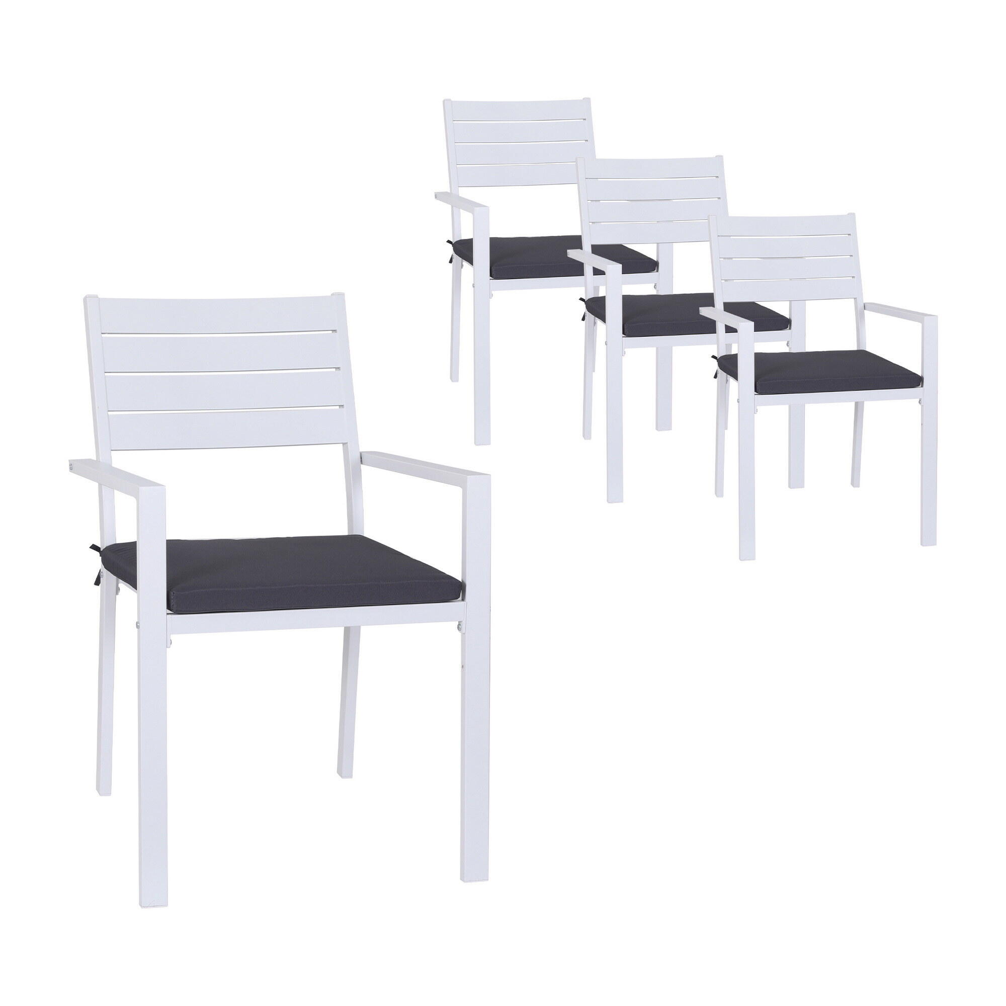Gardeon 4PC Outdoor Dining Chairs Stackable Aluminum Lounge Chair Patio