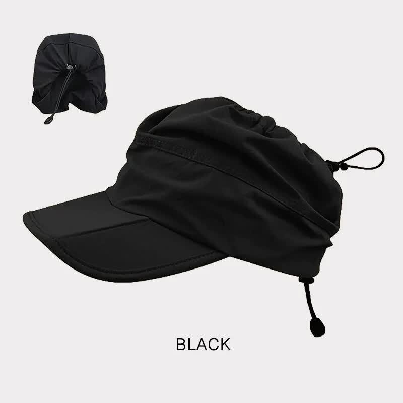 Black Foldable Quick-Dry Summer Sports Visor Hat