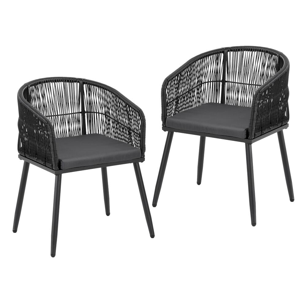 Gardeon 2PC Outdoor Dining Chairs Wicker Chair Patio Furniture Garden Steel