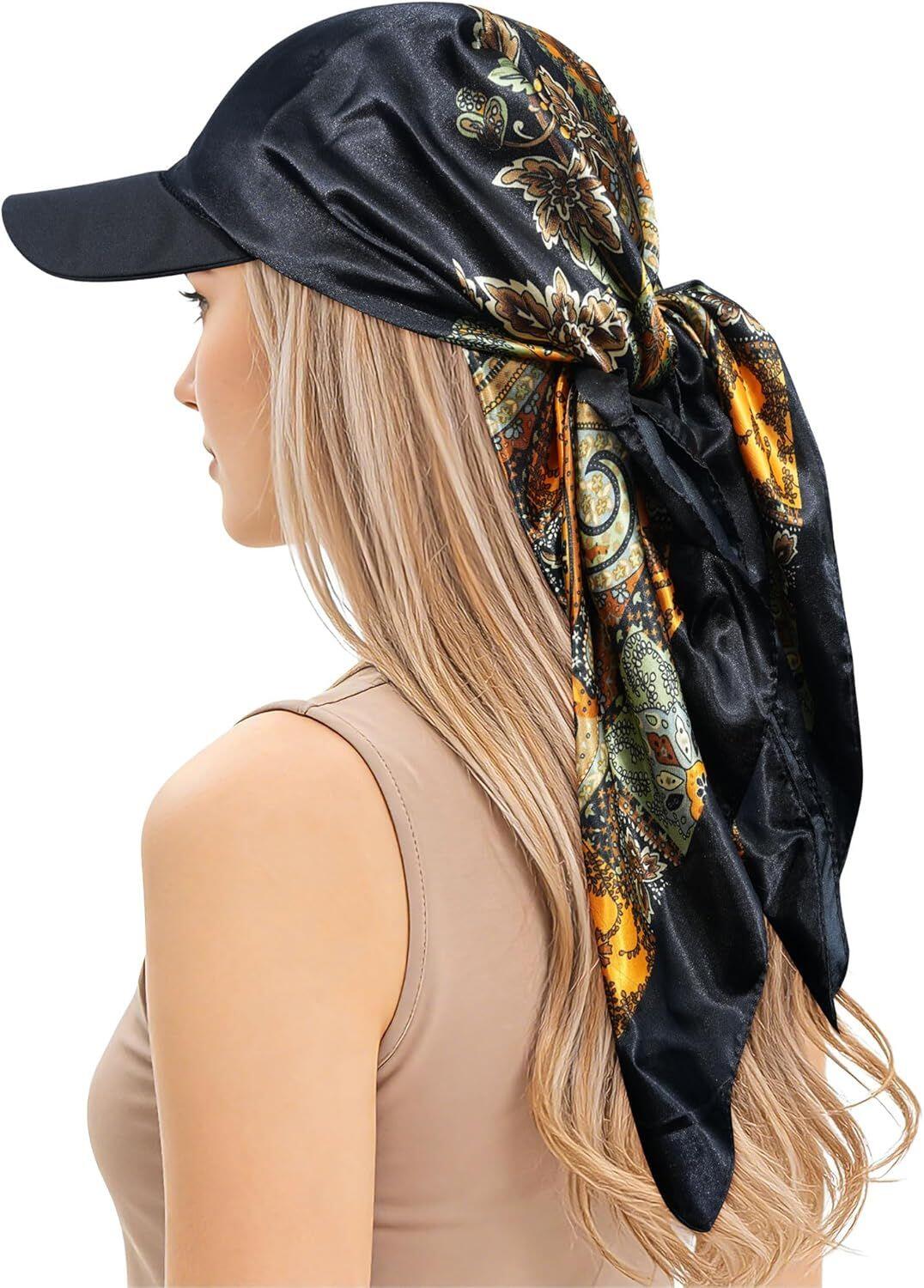 Satin Head Scar Brim Hat Sun Visor with Visor Cap