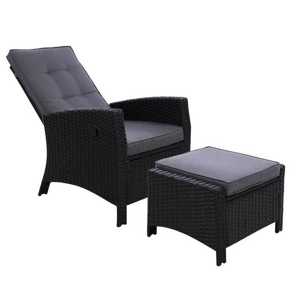 Gardeon Recliner Chair Sun lounge Wicker Lounger Outdoor Patio Furniture Adjusta