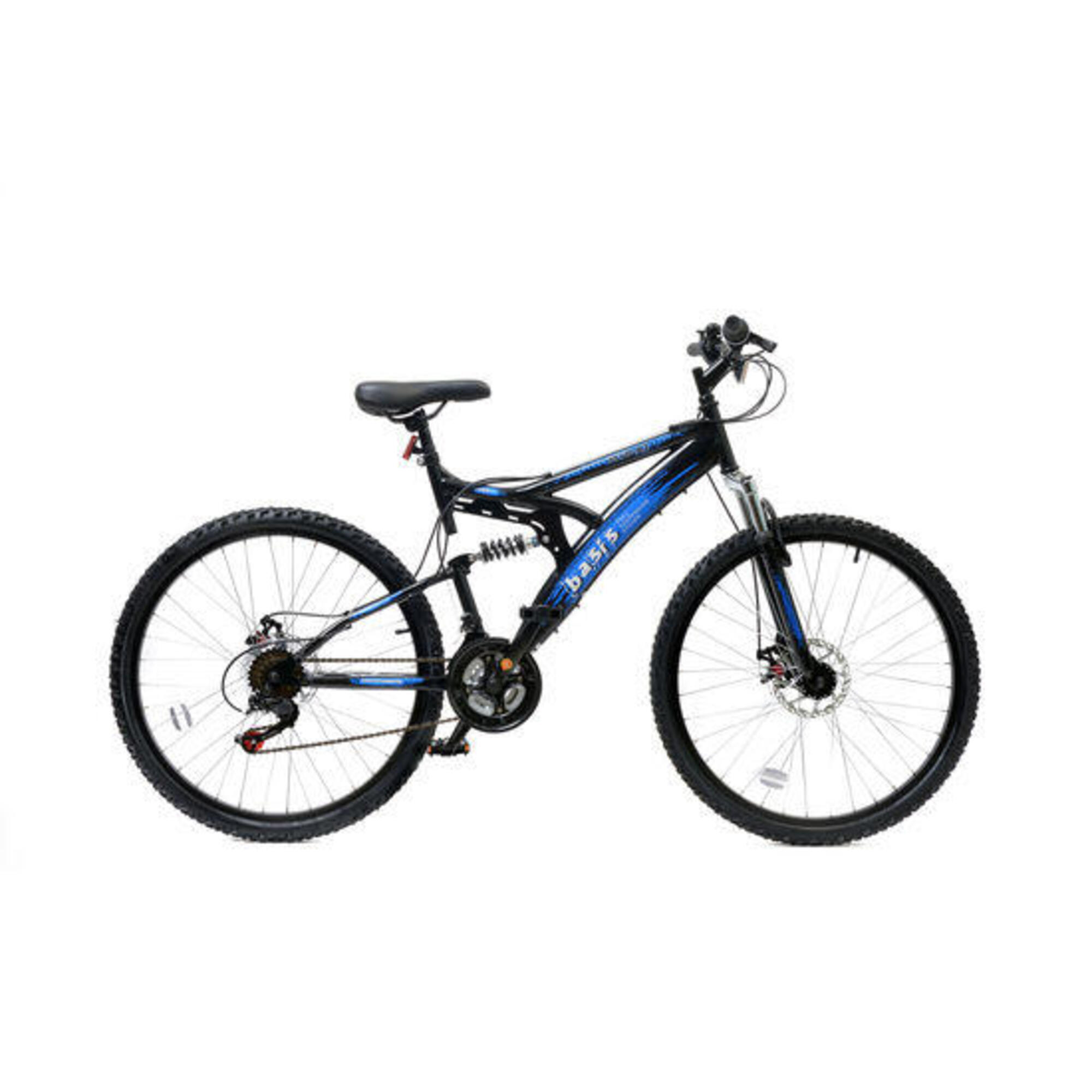 Basis 1 Full Suspension Mountain Bike - 26in Wheel - 18 Speed Black Blue 1/5