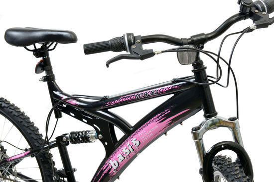 Basis 1 Full Suspension Mountain Bike - 26in Wheel - 18 Speed Black Pink 2/5