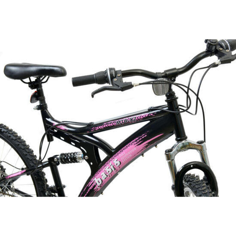 Basis 1 Full Suspension Mountain Bike - 26in Wheel - 18 Speed Black Pink