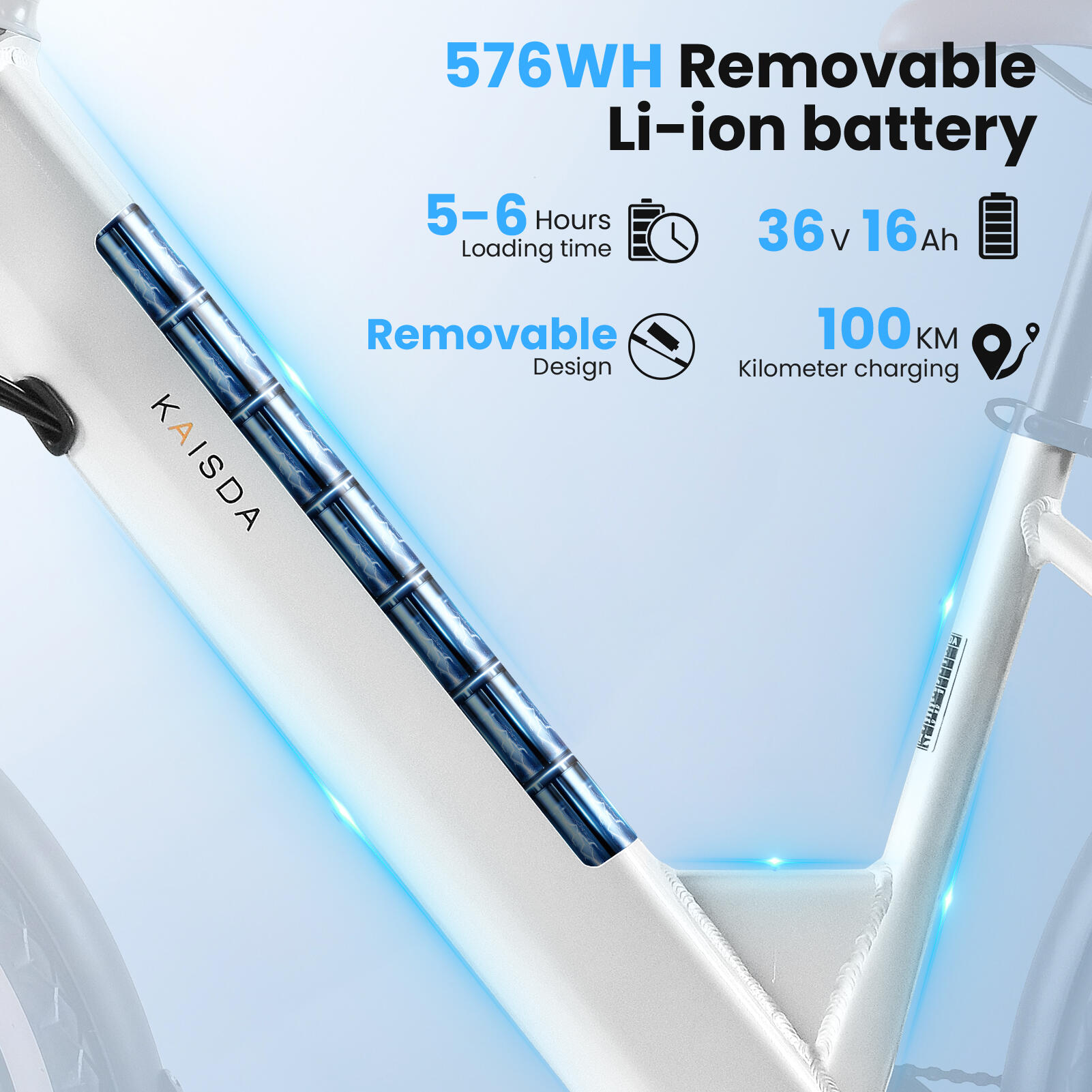 K601 Vélo électrique adulte 36V 17,4Ah Pneu 26×2,5 pouces 3/7