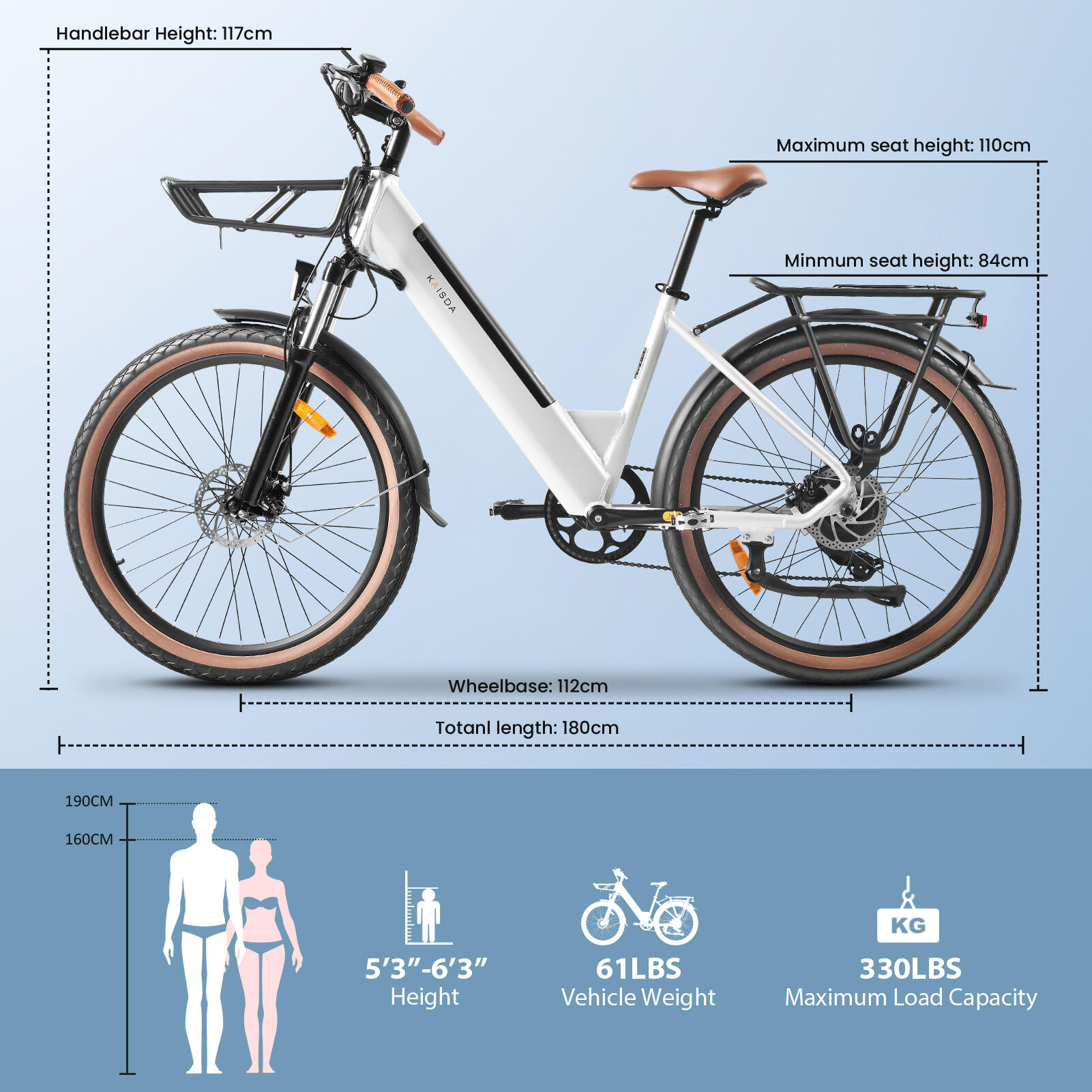 K601 Vélo électrique adulte 36V 17,4Ah Pneu 26×2,5 pouces 7/7